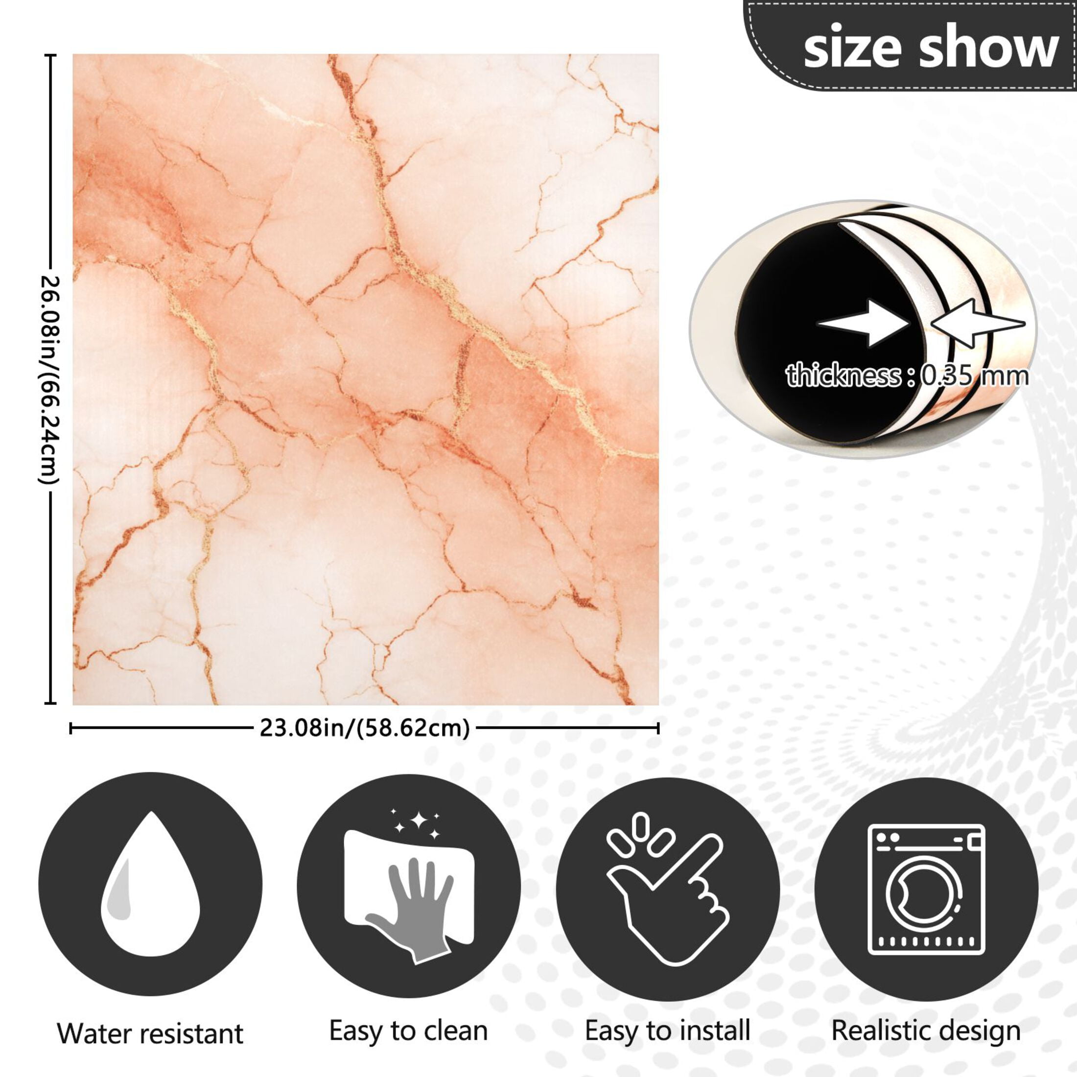 Dishwasher Magnetic Refrigerator Magnet Cover Sticker Home Decorative 23"x26" Light Orange Marble Crack