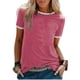 thumbnail image 2 of Camiseta de mujer Blusa informal de manga corta con costuras en bloque de color, rosa rosa, L Methold AP002400-18, 2 of 5