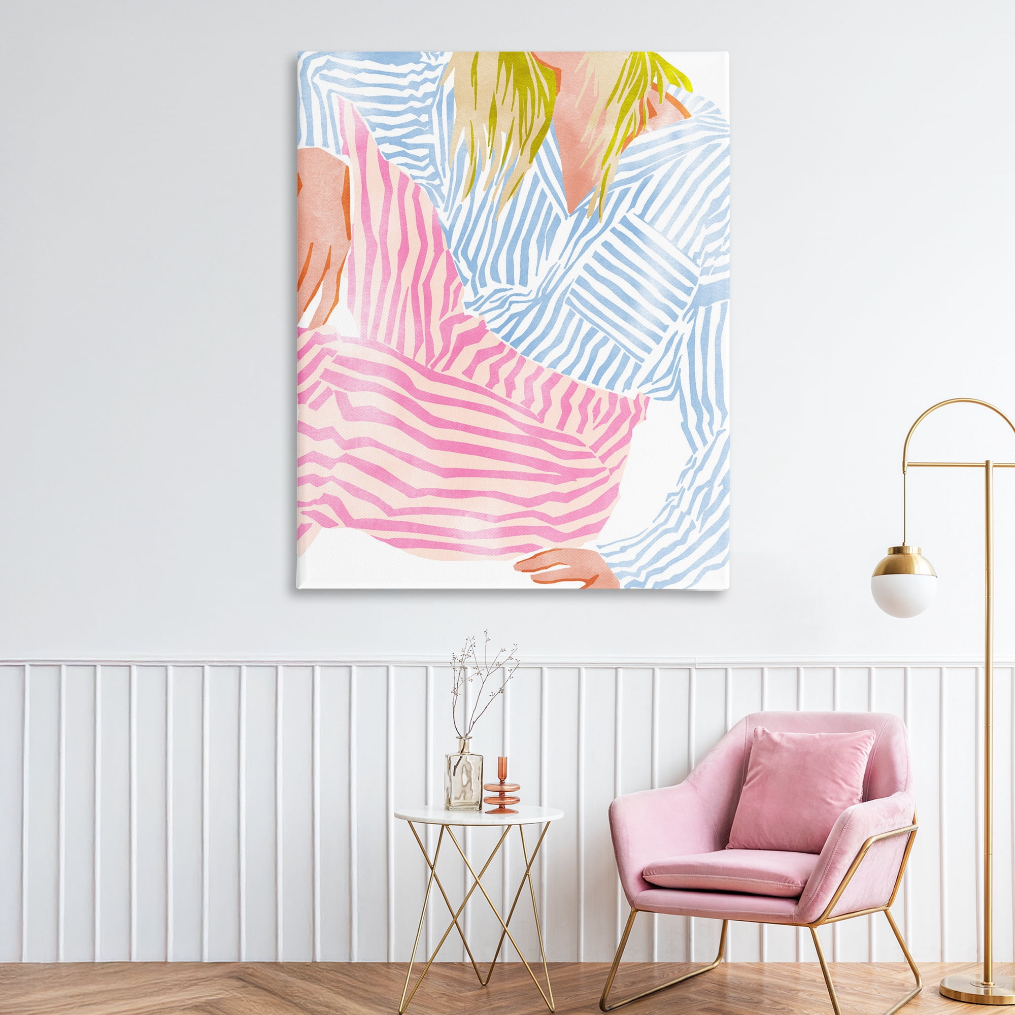 Female in Pastel Stripes Canvas Wall Art, design by Ziwei Li