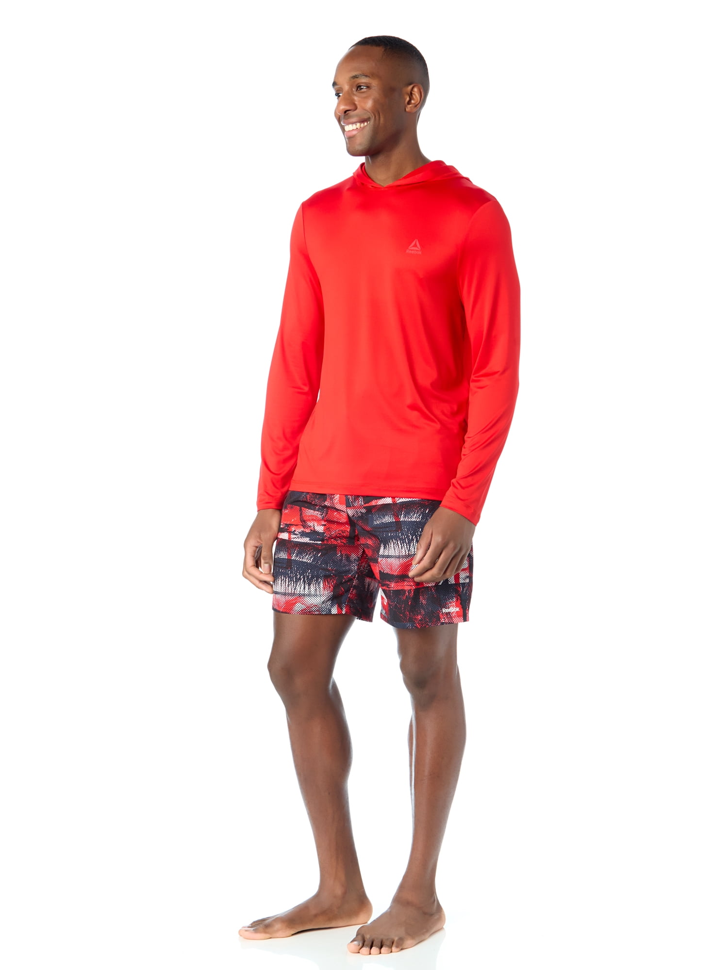 Men's and Big Men's Reebok Long Sleeve Hooded Rashguard, Sizes S-3XL