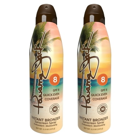 Panama Jack Instant Bronzer Sunscreen - SPF 8, Antioxidant, Moisturizing, PABA, Paraben, Gluten & Cruelty Free, Water Resistant (80 Minutes), 5.5 OZ (Pack of 2)