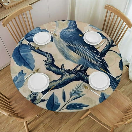 

BCIIG Bird Branch Flowers Round Table Cover Stain Resistant Washable Indoor Outdoor Tablecloth Kitchen Dining Wedding Parties Table Cloth 100% Polyester Fiber 38-42