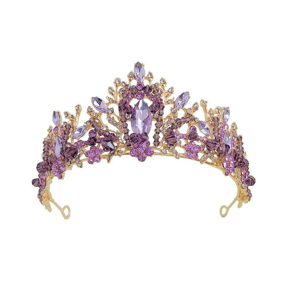 Huhudde Purple Crowns for Women Birthday Crown Purple Gems Princess Crown Tiaras for Girls Crystal Headband Wedding Party Gifts