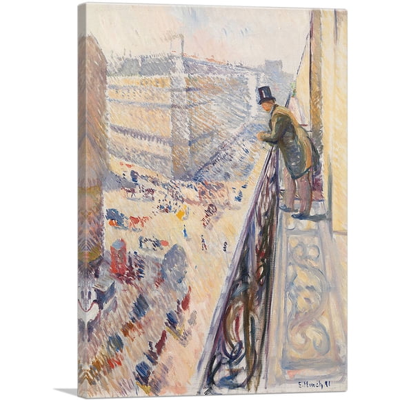 ARTCANVAS Rue Lafayette 1891 Impression sur Toile par Edvard Munch - Taille : 40 Pouces x 26 Pouces (0.75 Pouces de Profondeur)