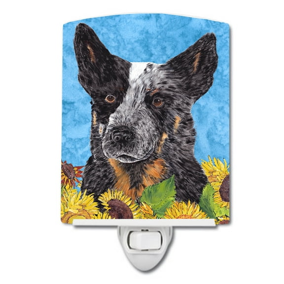 Caroline's Treasures SC9055CNL Australian Cattle Dog in Summer Flowers Ceramic Night Light, 6x4x3", multicolor