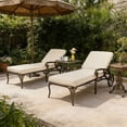 thumbnail image 3 of Zimtown 2pc 76in Cast Aluminum Outdoor Chaise Lounge Chair with Wheels, Adjustable Back Patio Recliner for Poolside, Bronze, 3 of 10