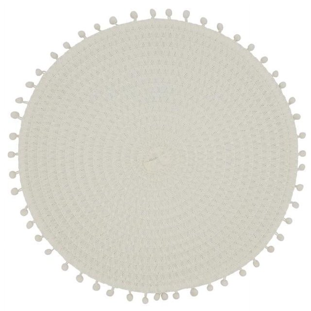 Saro Lifestyle 2802.W15R Set de 4 Sets de Table Ronds 15 Po. Pompon, Blanc