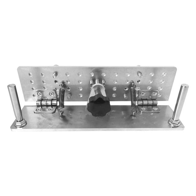 Soporte para afilar cuchillos manual, ajustable con agarre cómodo, diseño de múltiples orificios, material de acero inoxidable y PVC, ideal para afilado seguro y preciso.