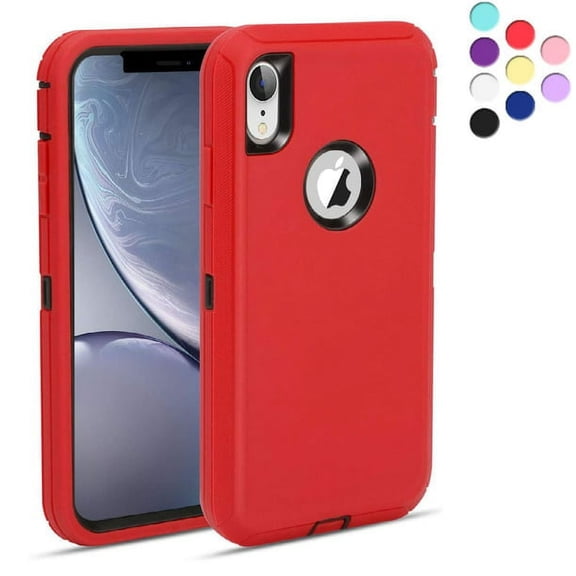 iPhone Xr Heavy Duty Case {Shock Proof Case with 3 Layer Rubber, Shatter Resistant, [Tough Armour] Rugged Case Compatible for iPhone Xr} Red