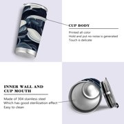 11oz Stainless Steel Tumbler with Straw, Double Wall Insulated Travel Tumbler Digital Waves Pattern