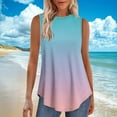thumbnail image 2 of CYRBOKO Women's Tank Tops, Vacation Soft Summer Crew Neck Sleeveless Shirts Mint Green Size L, 2 of 7