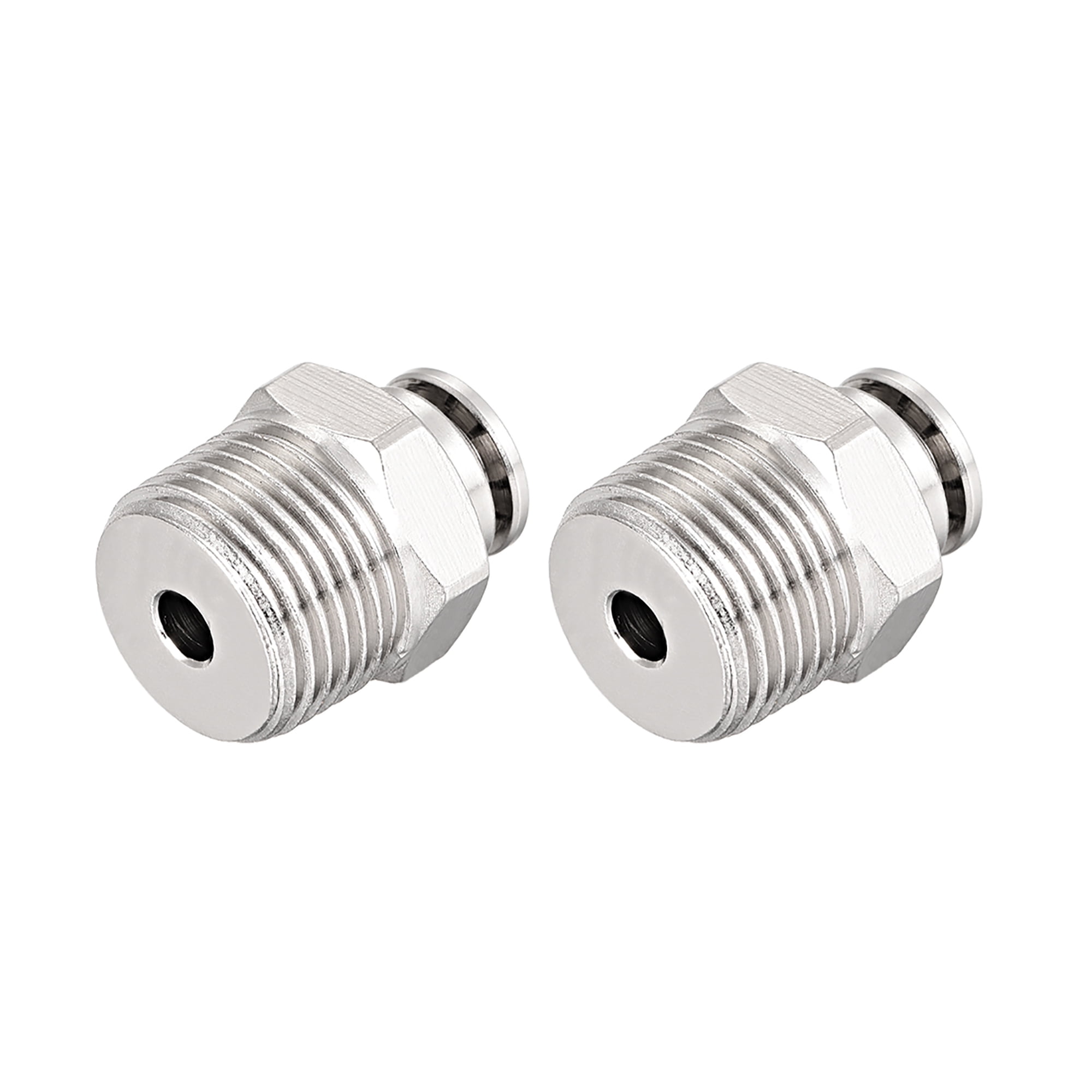 6mm Tube to 3/8 NPT Push Lock Fittings, Full Brass Nickel Plated Air