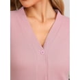 thumbnail image 5 of INSPIRE CHIC Women's Waffle Knit Nightshirt Long Sleeve Button Down Sleepshirts Nightgown with Pockets S Pink, 5 of 6