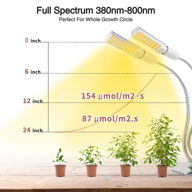 Luz de cultivo LED de 50 vatios blanca, lámpara de cultivo de espectro completo Sunlike 100 LED, 2 interruptores, luz de planta de cuello de cisne flexible de 360 grados para h