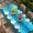 Teal Green Sky Blue, variant on Coastal Blue Wave Table Cloths for 3 Foot Rectangle Tables, Summer Ocean Beach Modern Sea Gradient Patio Waterproof Elastic Fitted Tablecloths, Washable Rectangular Table Cover for Camping