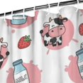 thumbnail image 3 of White Cow Milk Strawberry Pattern Shower Curtain 72"x84" ,Bathroom Decorative Shower Curtains Set with 12 Hooks,Modern Waterproof Washable Shower Curtain, 3 of 6