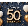 thumbnail image 3 of Yatrandify Golden Balloons Happy Birthday Banner Metallic Balloons Fifty Celebration Banner for Milestone Anniversary Party Indoor Event Decoration, 3 of 7