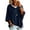 30#Navy, variant on Womens Solid Hoodies Sweater 3/4 Sleeves Drawstring Loose Knit Pullover Sweater