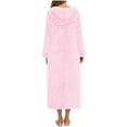 thumbnail image 3 of Arlun Flannel Robes for Women Hooded Plush Full Zipper Front over the Knee Length Long Bathrobe Soft Comfortable Warm House Robe Loungewear Sleepwear with Pockets Pink XL, 3 of 3