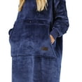 thumbnail image 3 of Tirrinia Extra long Oversized Hoodie Blanket Sweatshirt Comfortable Sherpa Giant Wearable Blankets Christmas Gifts for Adults Men Women Teenagers Wife Girlfriend Navy, 3 of 5