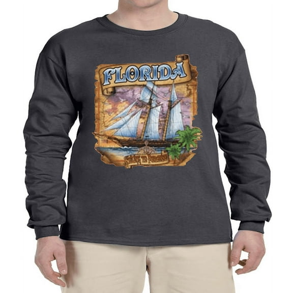 Florida Pirate Ship T-shirt Long Sleeve Mens