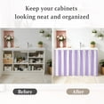 thumbnail image 6 of Purple Striped Small Cabinet Curtains 11"W x 13"L, Modern Farmhouse Purple White Stripes Sink Skirt Dust-Proof Short Curtain for Bathroom Vanity Storage Cubby Desk, Self Adhesive Privacy Drapes, 6 of 9