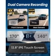 thumbnail image 3 of Cámara de espejo retrovisor 4K con Carplay y Android Auto,Espejo de 12 pulgadas delantera y trasera con control de voz para coches y camiones, pantalla táctil inteligente/grabación de bucle/asistencia, 3 of 5