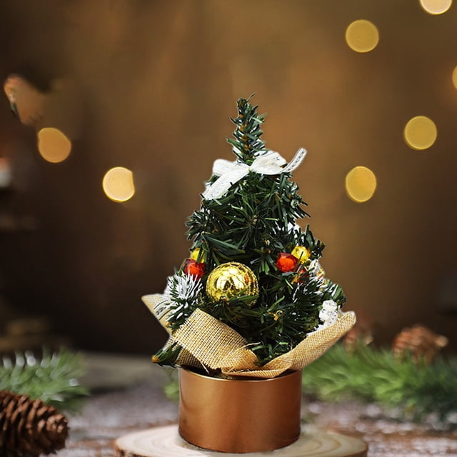 Adorno de árbol de Navidad pequeño de 20 cm/7,9 pulgadas, mini árbol de Navidad, decoración de escena para sala de estar, escritorio, dormitorio, adornos, mini árboles decorados