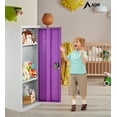 thumbnail image 7 of AdirOffice 48” Steel Metal Locker 3-Tier Storage Cabinet with Key & Hooks, Purple, 7 of 7