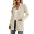 thumbnail image 5 of Ihhxva Plus Size Women's Loose Fit Knit Cardigan with Pockets Long Sleeve Open Front Sweater Fall Casual Cozy Chic V-Neck Lightweight Layer S-2XL, 5 of 6