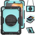 thumbnail image 1 of Case for iPad Air 3rd Generation 2019/iPad Pro 10.5 Inch 2017 with Screen Protector, 360 Degree Rotating Kickstand Hand Strap Heavy Duty Shockproof Cover with Shoulder Strap, Sky Blue PC, 1 of 7