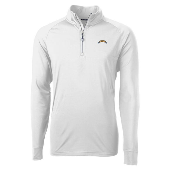 Men's Cutter & Buck White Los Angeles Chargers Adapt Eco Knit Quarter-Zip Pullover Jacket