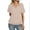 Beige, variant on Women's Solid Color Collarless Short Sleeve Casual T Shirt Blouse Top Black S