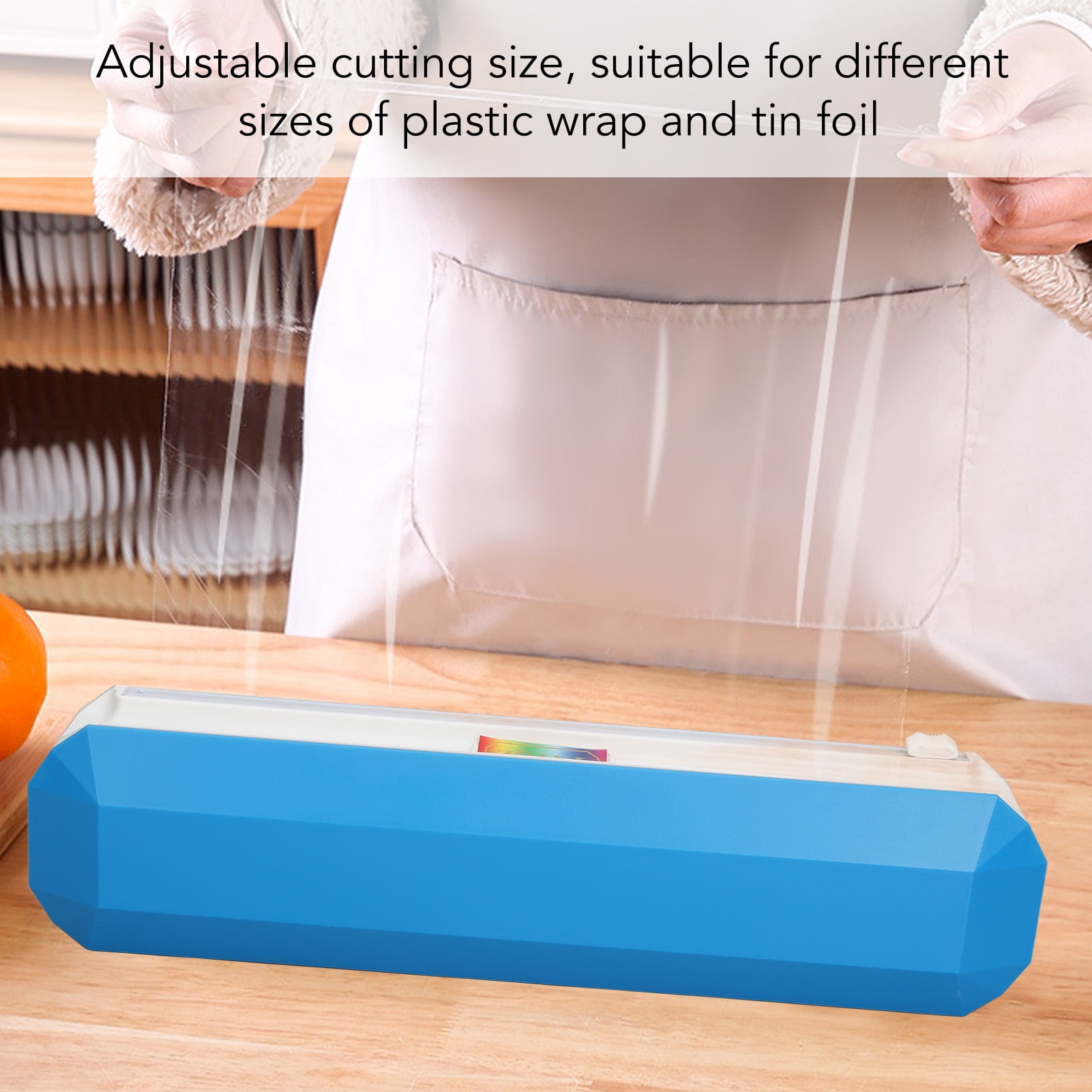 BIMZUC Plastic Wrap Dispenser with Slide Cutter Smooth Cutting Reusable Cling Film Dispenser for Kitchen Tin Foil Aluminum Foil Food Storage Organization Large Size (15.0 inches / 38 cm)