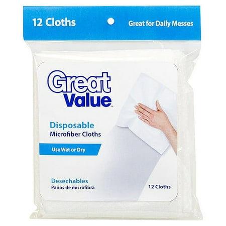 Great Value Disposable Microfiber Clothes, 12 sheets