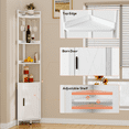 thumbnail image 4 of 6-Tier Corner Shelf with Cabinet, Glass Holder and Barn Door Cabinet, Freestanding Home Bar for Liquor and Wine Storage, White, 4 of 7