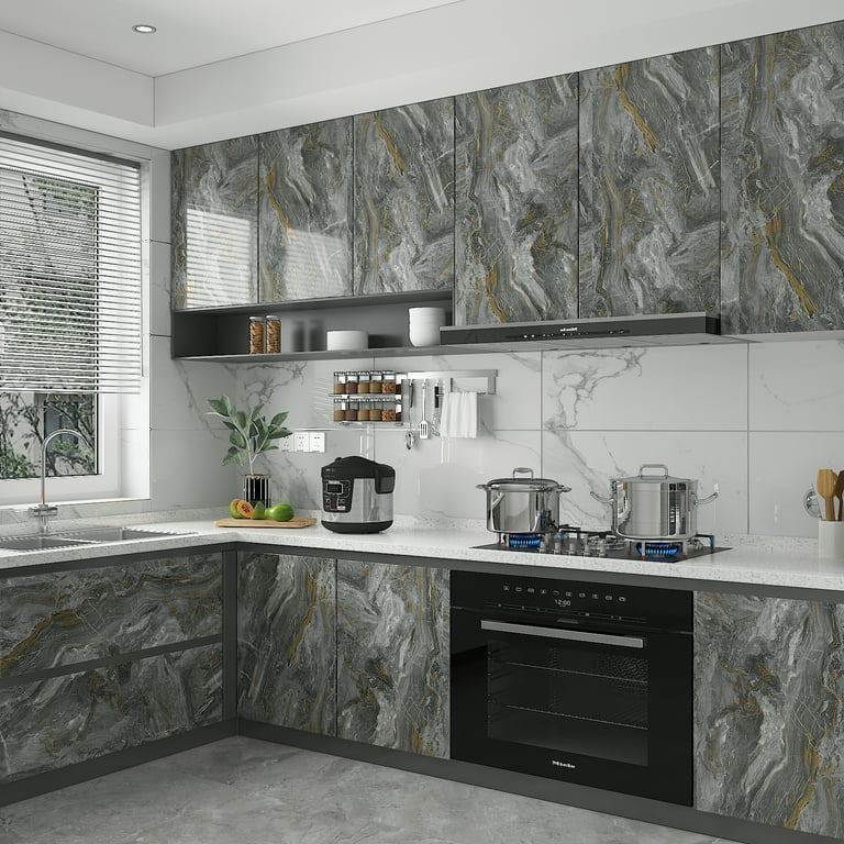 CHIHUT Dark Grey Marble Peel and Stick Countertops Contact Paper