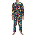 thumbnail image 3 of Salouo Colorful Air Balloons1 Print Button-Front Long Sleeve Pajama Set for Men, Soft 2Pjs Men's Long Sleeve Sleepwear-Medium, 3 of 7