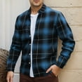 thumbnail image 3 of LZHGirlshop Men's Plaid Long Sleeve Shirts Button Down Shirt Casual Cotton Collared Shirt Jacket with Pockets,Blue,XL, 3 of 7
