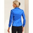 thumbnail image 4 of Blusa de Satén Allegra K con cuello En V para mujer Azul real XS, 4 of 6