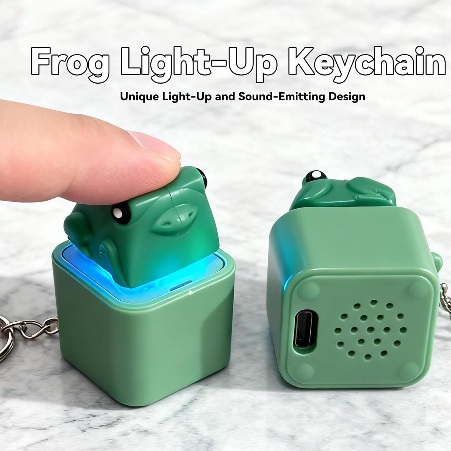 Frog Croaking Fidget Toy, Frog Croaking Keychain With Sound LED lights, Rechargeable Keyboard Clicker For Stress Relief Anxiety Fun Gifts, Portable Noise Keychain Toy (6PCS)