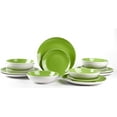 thumbnail image 2 of Stoneware Coupe Shape 18pc Dinnerware Set, Outside White + Inside Bamboo, 2 of 7