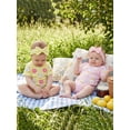 thumbnail image 6 of BemeyourBBs Newborn Baby Girl Duck Outfit Infant Baby Girl Summer Clothes Bubble Romper Cute 3D Crochet Duck Flower Embroidery Short Sleeve Bodysuit Playsuit and Headband Set, 6 of 9