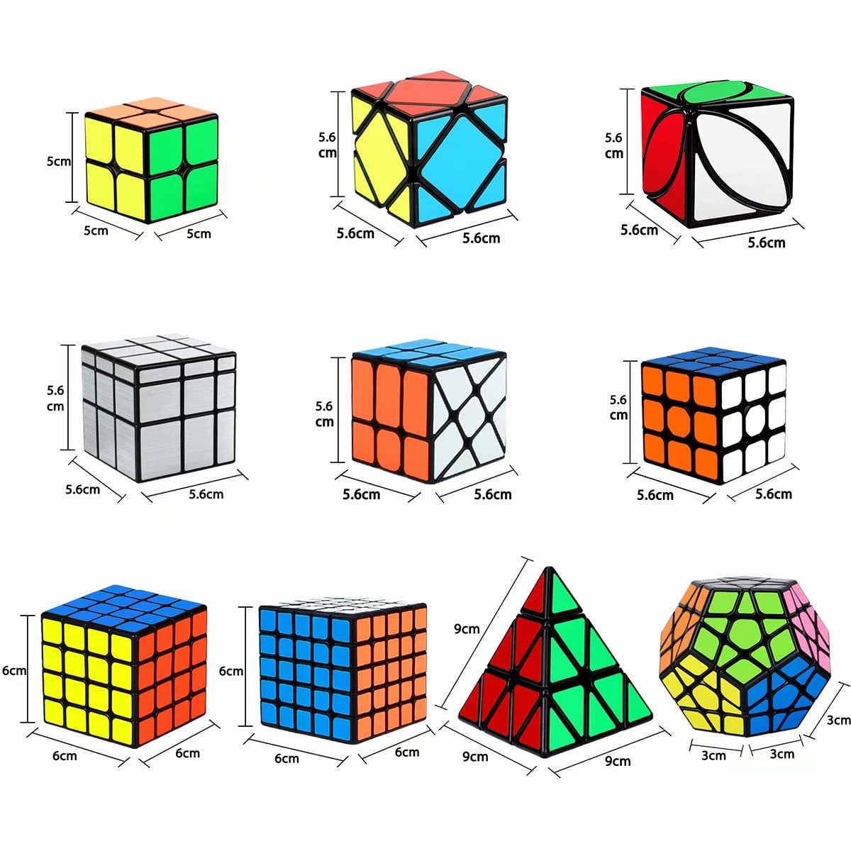 Speed Cube Set,Magic Cube Bundle 2x2 3x3 4x4 5x5 Pyramid Megaminx Skew  Mirror Ivy Windmill Sticker Cube Collection - Puzzles Cube Toys Gift for  Kids 