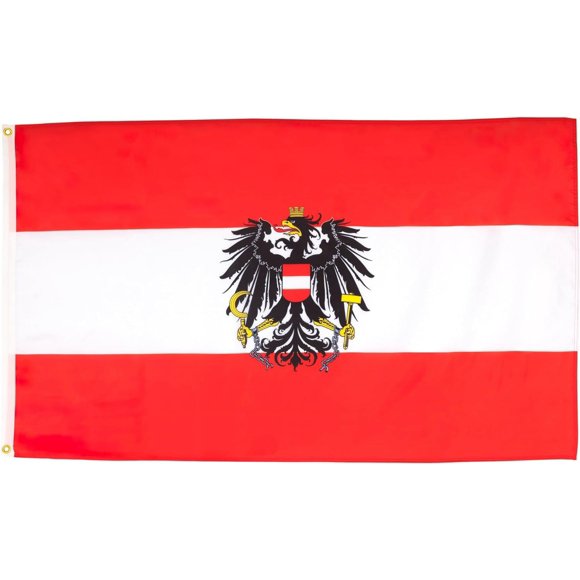 2024 Paris Olympics Austria with Eagle Flag - 3x5 Ft - 100D Polyester Austrian Coat of arms Banner with Two Metal Grommets - Fade Resistant - Vivid Colors - 3' x 5' Feet High quality