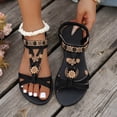 thumbnail image 6 of enyan Platform Slip on Sandals for Women Summer Wedges Slides -Flatform, Open Toe, Bohemia, Beach, Wedding White Sandals,Black,Size 6.5, 6 of 7