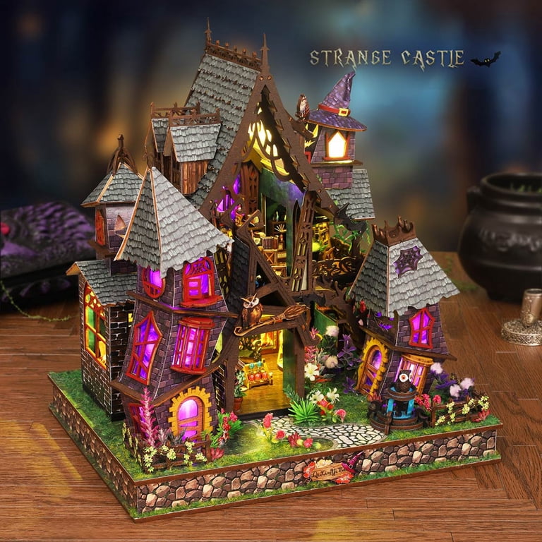 400PCS Magic Castle Wooden Miniature House Kit, DIY Fantasy 3D