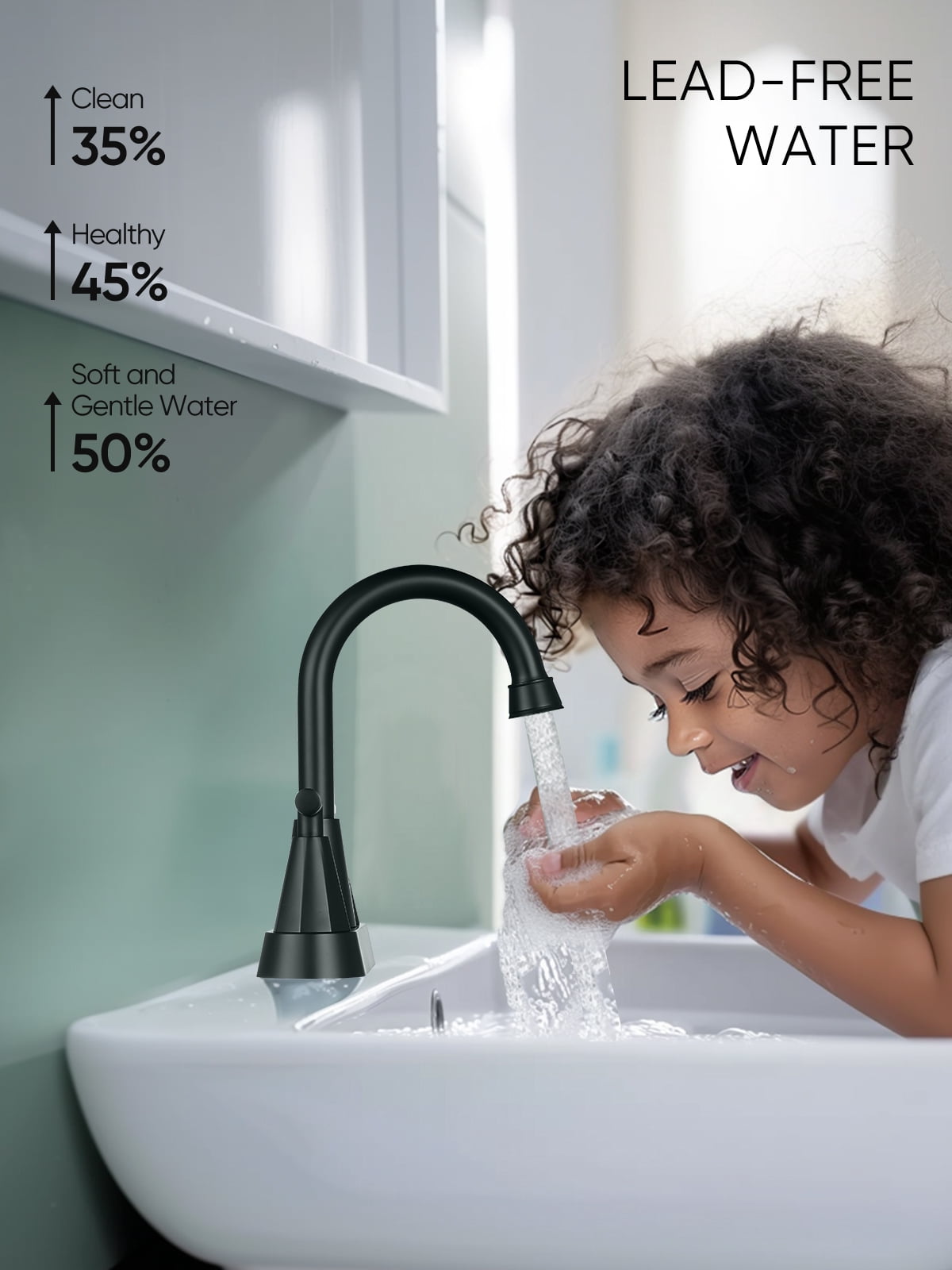 4-inch Bathroom Faucet with Pop up Drain and Two Supply Hoses, Lead-Free Stainless Steel 2-Handle Centerset Faucet for Vanity, RV Matte Black