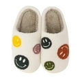 thumbnail image 6 of PacificPlex Womens Smiley Fuzzy Preppy Smile Slippers Retro Plush (5-6, Grey Multi Smile), 6 of 7