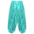 thumbnail image 5 of Yeahdor Girls Boys Arab Satin Wide-Leg Bloomers Harem Trousers Kids Belly Dance Pants Party Wear Light Blue 10, 5 of 7